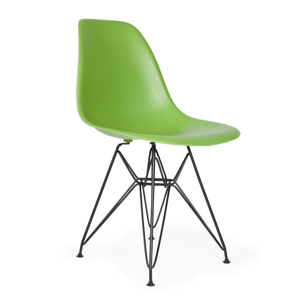 Reproduction Eiffel DSR, chaise à dîner, en polypropylène, bois et métal,  vert lime, métal noir