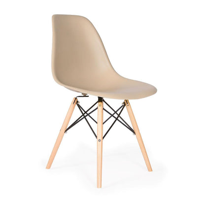Reproduction Eiffel DSW, chaise à dîner, en polypropylène, bois et métal,  beige, naturel