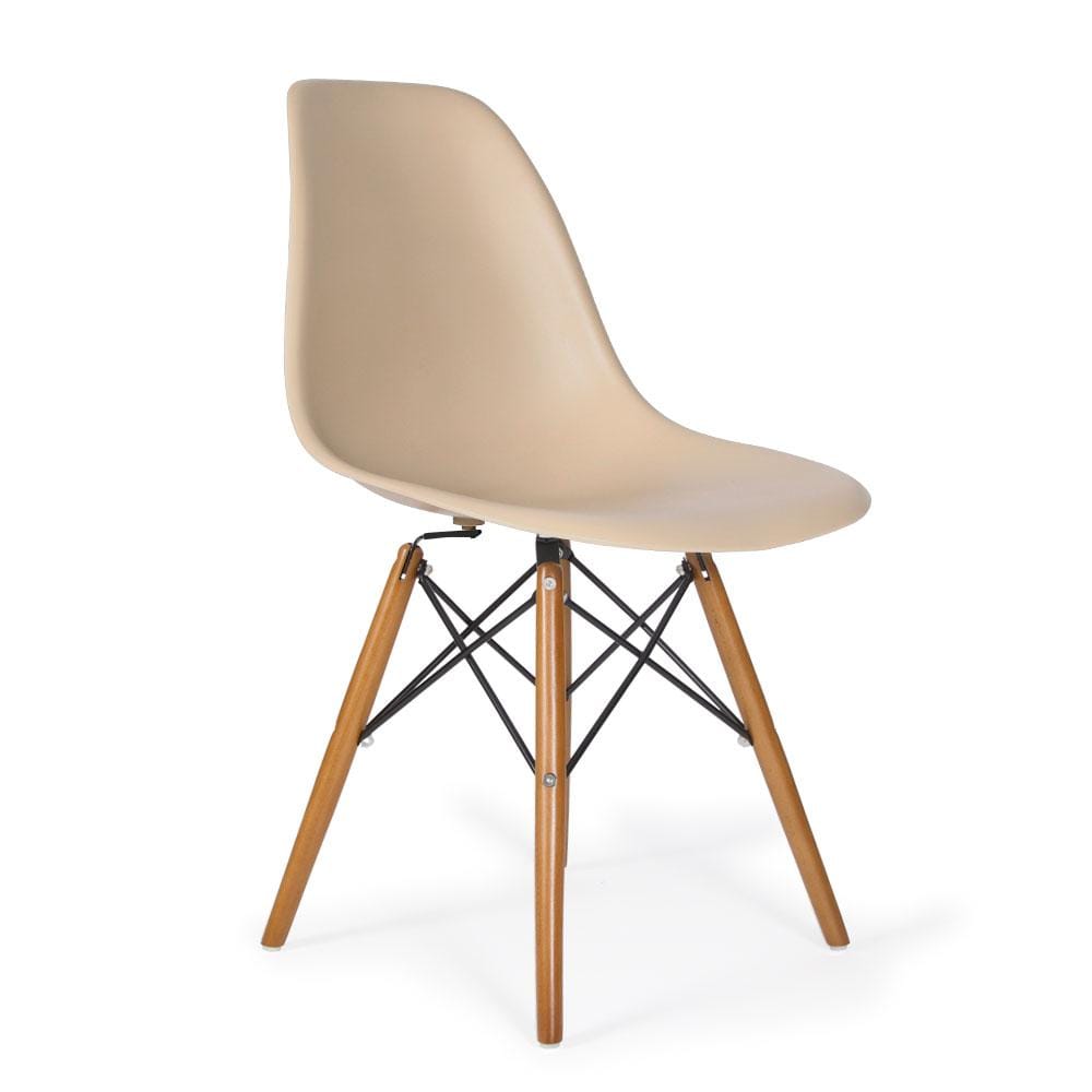 Reproduction Eiffel DSW, chaise à dîner, en polypropylène, bois et métal,  beige, noyer