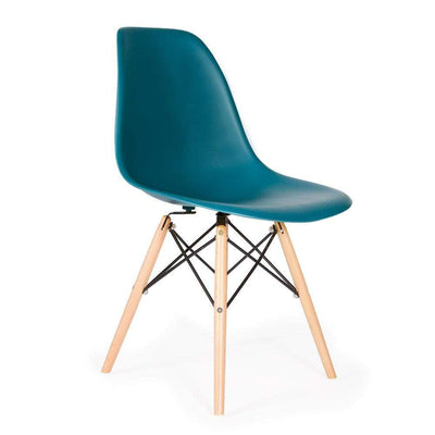 Reproduction Eiffel DSW, chaise à dîner, en polypropylène, bois et métal,  bleu ardoise, naturel