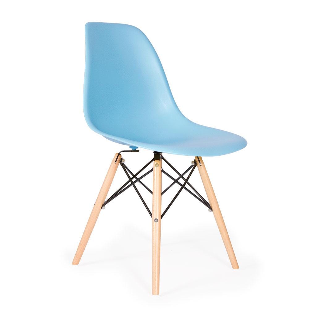 Reproduction Eiffel DSW, chaise à dîner, en polypropylène, bois et métal,  bleu lavande, naturel
