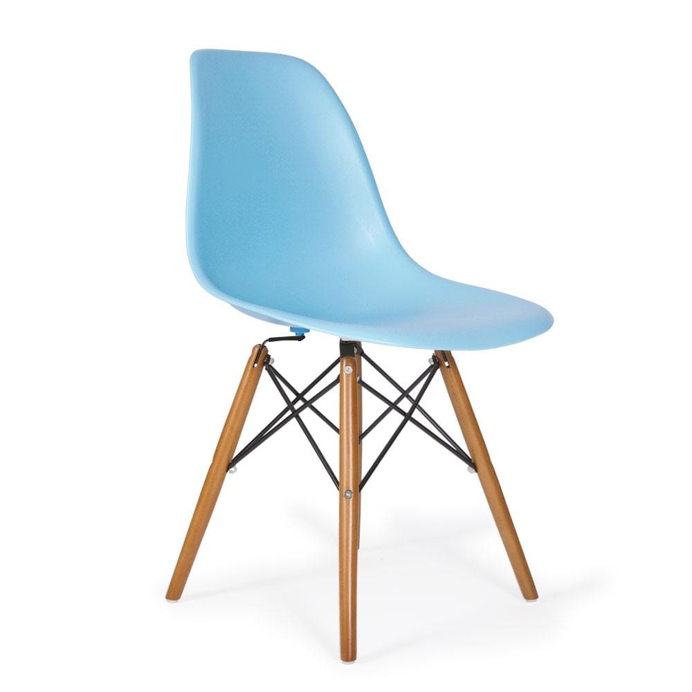 Reproduction Eiffel DSW, chaise à dîner, en polypropylène, bois et métal,  bleu lavande, noyer