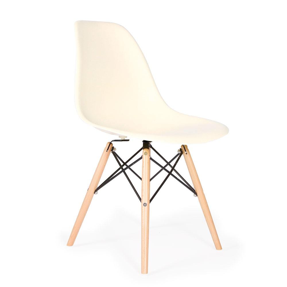 Reproduction Eiffel DSW, chaise à dîner, en polypropylène, bois et métal,  crème, naturel