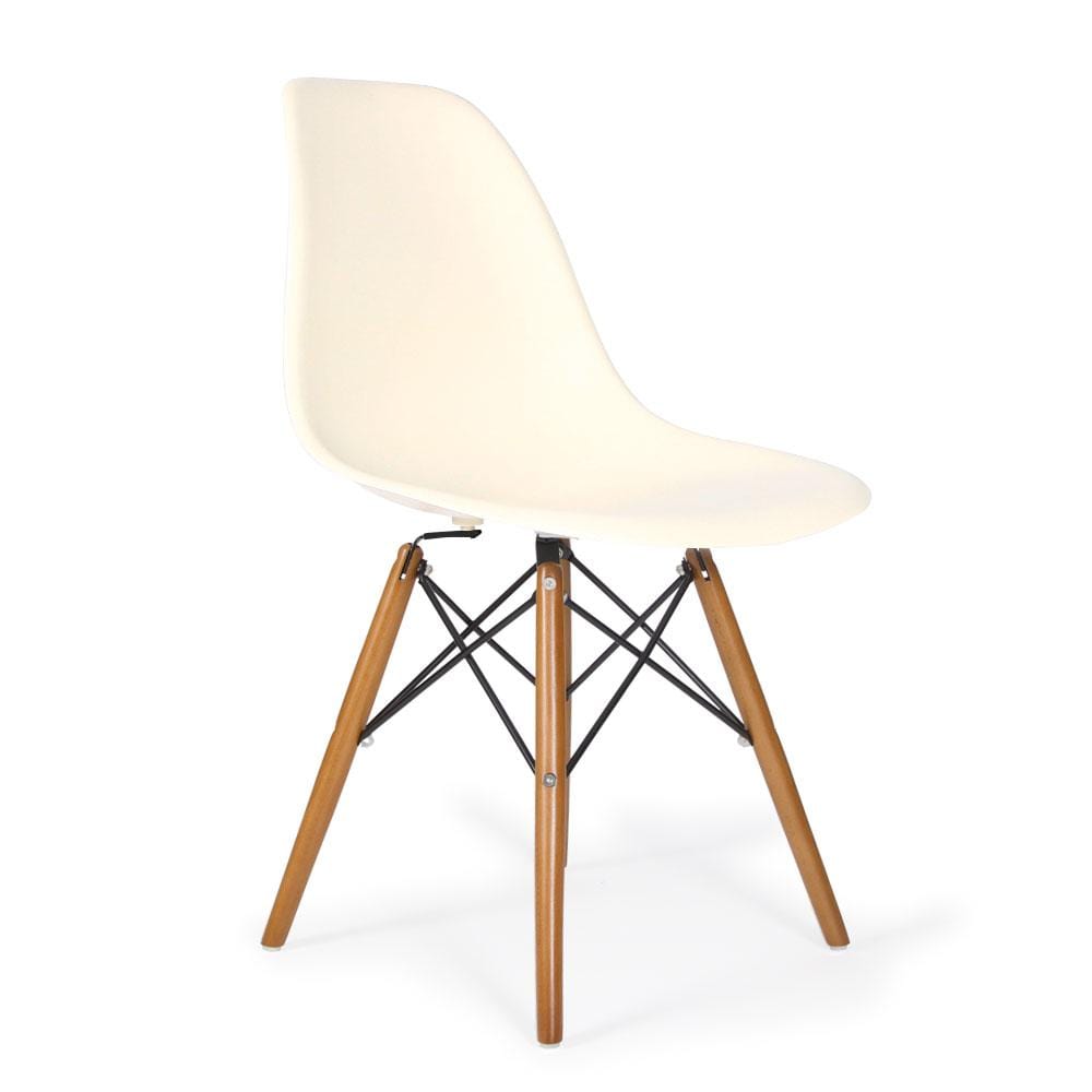 Reproduction Eiffel DSW, chaise à dîner, en polypropylène, bois et métal,  crème, noyer