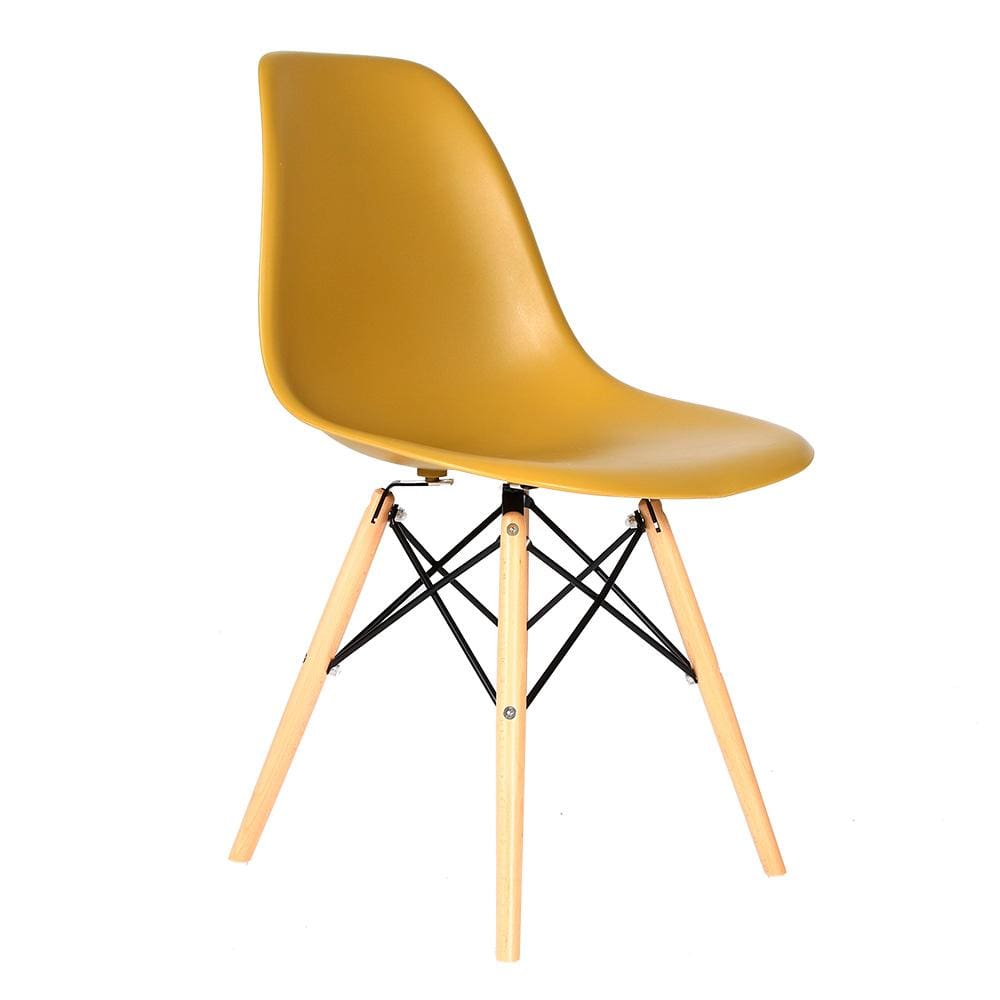 Reproduction Eiffel DSW, chaise à dîner, en polypropylène, bois et métal,  gingembre, naturel