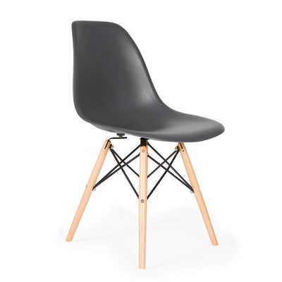 Reproduction Eiffel DSW, chaise à dîner, en polypropylène, bois et métal,  gris foncé, naturel