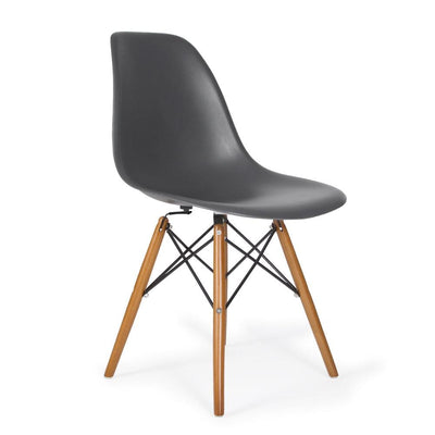 Reproduction Eiffel DSW, chaise à dîner, en polypropylène, bois et métal,  gris foncé, noyer