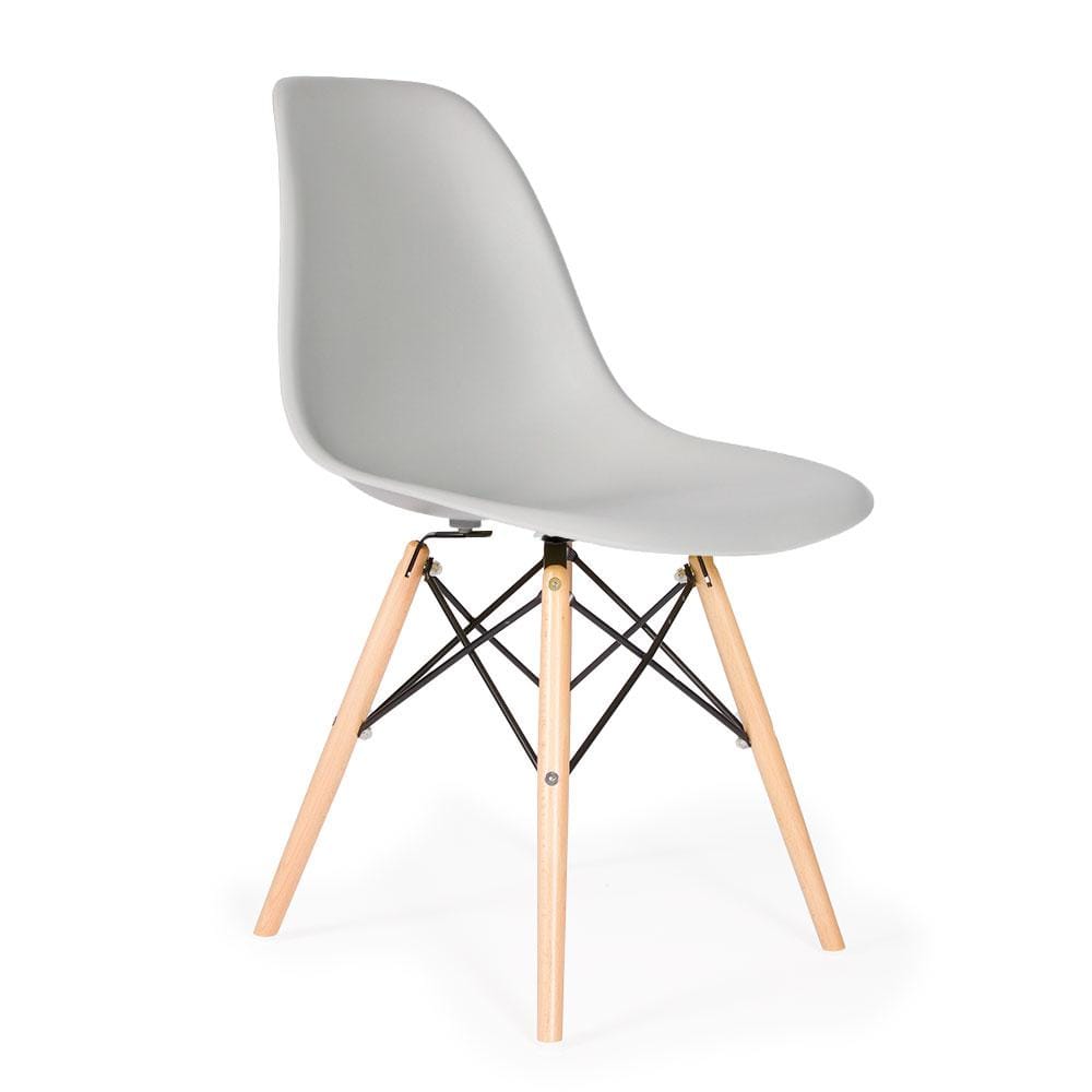 Reproduction Eiffel DSW, chaise à dîner, en polypropylène, bois et métal,  gris pâle, naturel