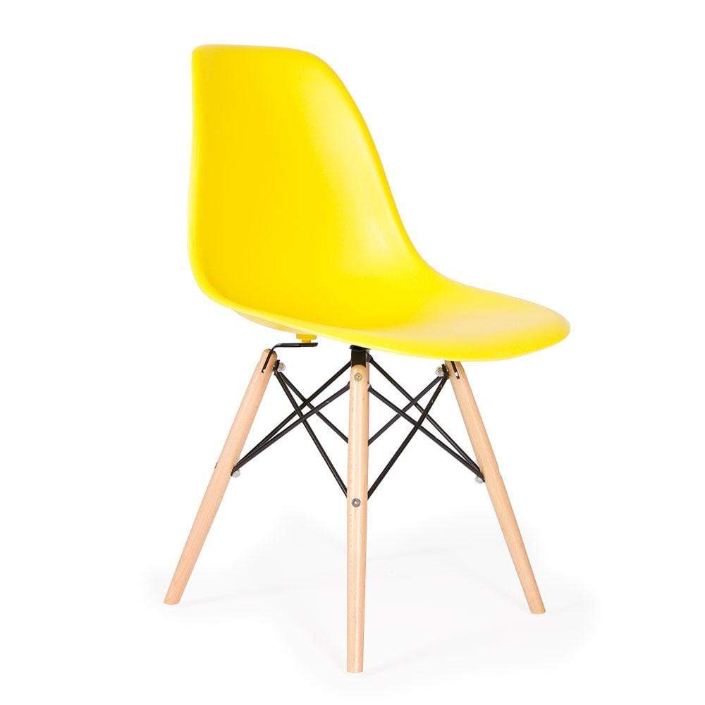 Reproduction Eiffel DSW, chaise à dîner, en polypropylène, bois et métal,  jaune, naturel