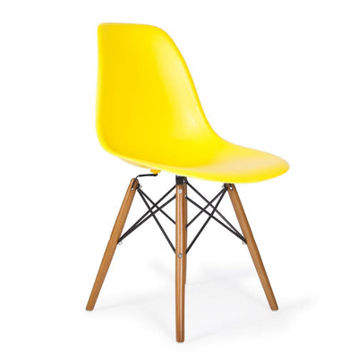 Reproduction Eiffel DSW, chaise à dîner, en polypropylène, bois et métal,  jaune, noyer