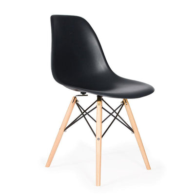 Reproduction Eiffel DSW, chaise à dîner, en polypropylène, bois et métal,  noir, naturel