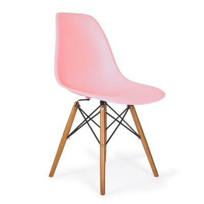 Reproduction Eiffel DSW, chaise à dîner, en polypropylène, bois et métal,  rose pâle, noyer