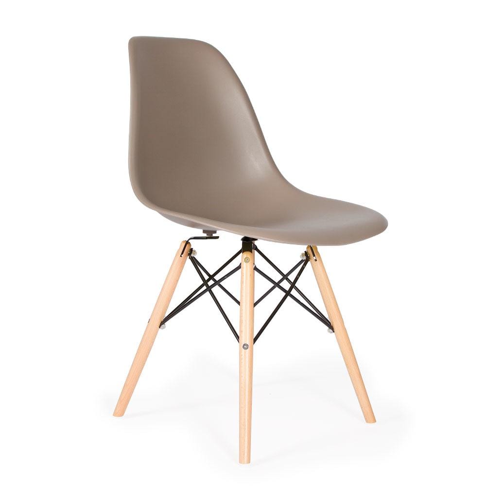 Reproduction Eiffel DSW, chaise à dîner, en polypropylène, bois et métal,  taupe, naturel