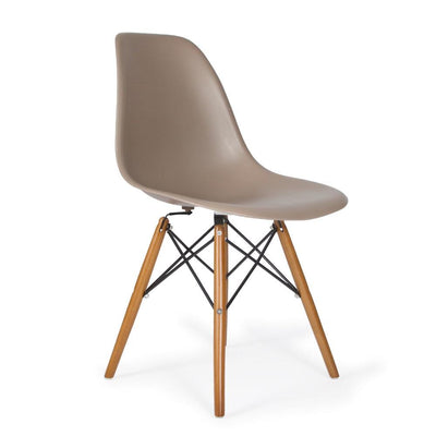 Reproduction Eiffel DSW, chaise à dîner, en polypropylène, bois et métal,  taupe, noyer