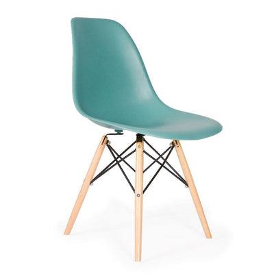 Reproduction Eiffel DSW, chaise à dîner, en polypropylène, bois et métal,  vert écume, naturel