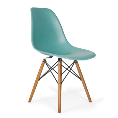 Reproduction Eiffel DSW, chaise à dîner, en polypropylène, bois et métal,  vert écume, noyer