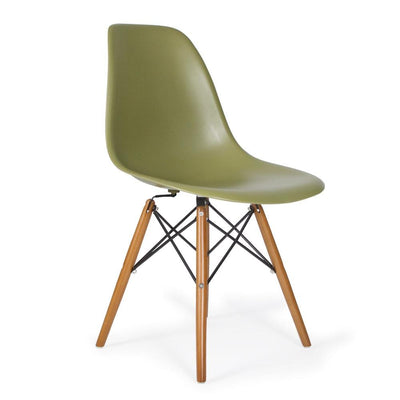 Reproduction Eiffel DSW, chaise à dîner, en polypropylène, bois et métal,  vert kaki, noyer