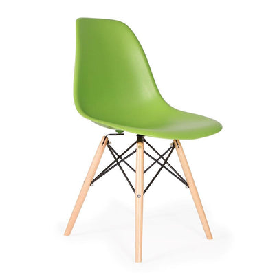 Reproduction Eiffel DSW, chaise à dîner, en polypropylène, bois et métal,  vert lime, naturel