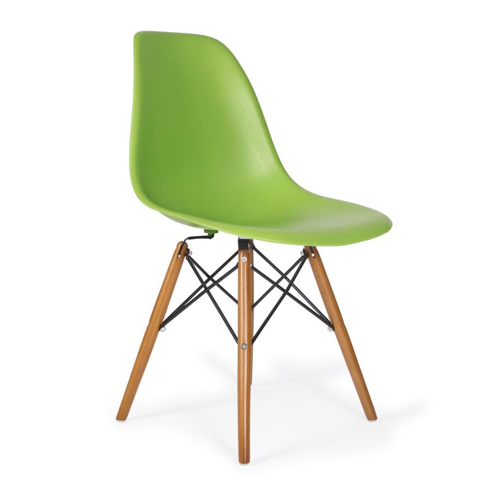 Reproduction Eiffel DSW, chaise à dîner, en polypropylène, bois et métal,  vert lime, noyer