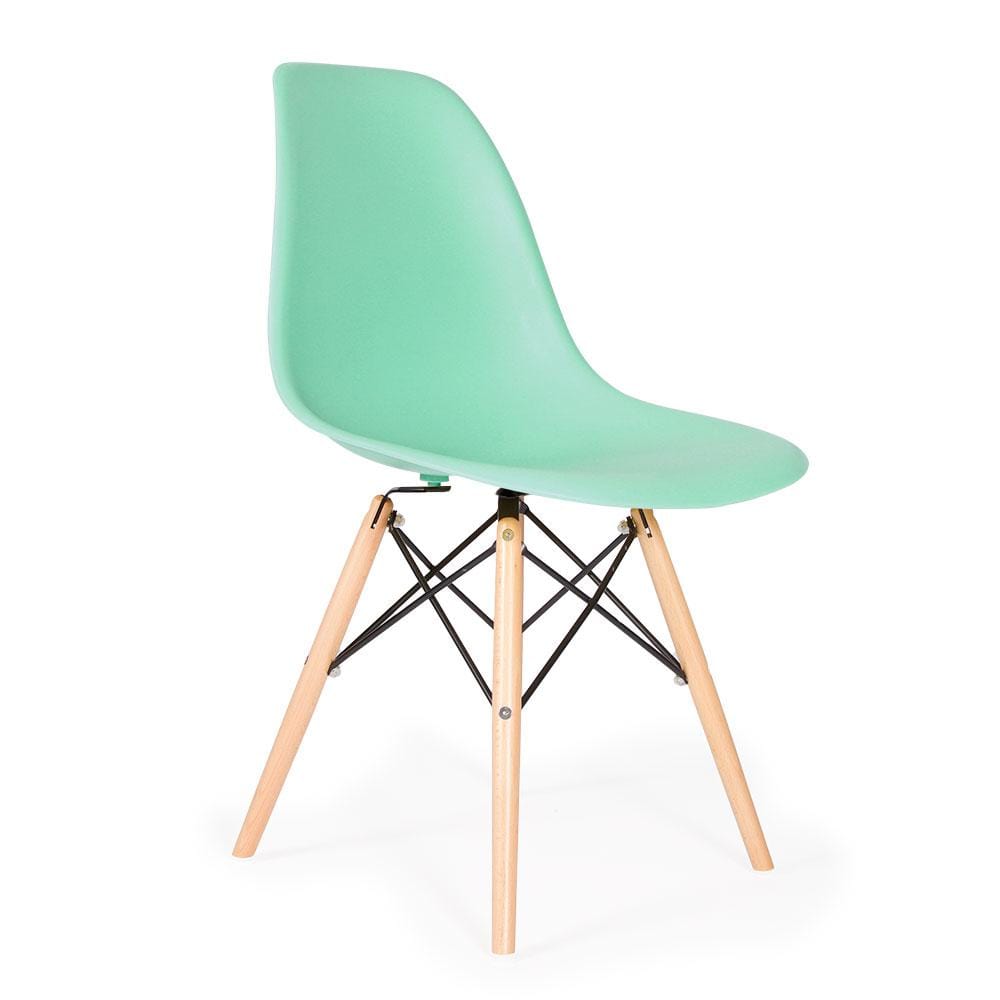 Reproduction Eiffel DSW, chaise à dîner, en polypropylène, bois et métal,  vert menthe, naturel