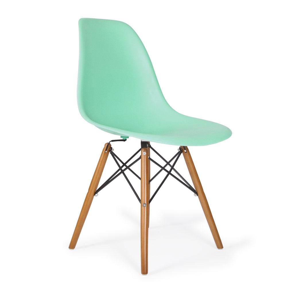 Reproduction Eiffel DSW, chaise à dîner, en polypropylène, bois et métal,  vert menthe, noyer