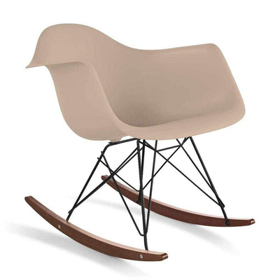 Reproduction Eiffel RAR, chaise berçante, en polypropylène, bois et métal,  beige, noyer noir
