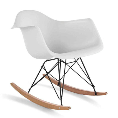 Reproduction Eiffel RAR, chaise berçante, en polypropylène, bois et métal,  blanc, frêne noir