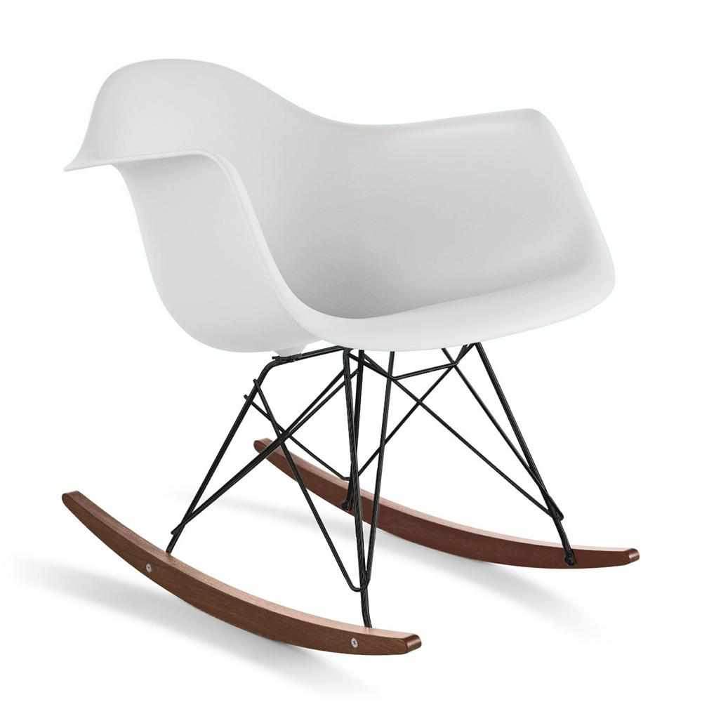 Reproduction Eiffel RAR, chaise berçante, en polypropylène, bois et métal,  blanc, noyer noir