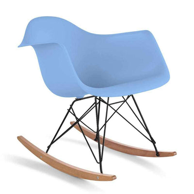 Reproduction Eiffel RAR, chaise berçante, en polypropylène, bois et métal,  bleu lavande, frêne noir