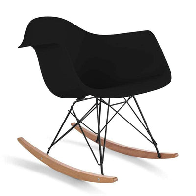 Reproduction Eiffel RAR, chaise berçante, en polypropylène, bois et métal,  noir, frêne noir