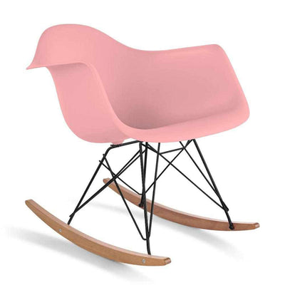 Reproduction Eiffel RAR, chaise berçante, en polypropylène, bois et métal,  rose pâle, frêne noir