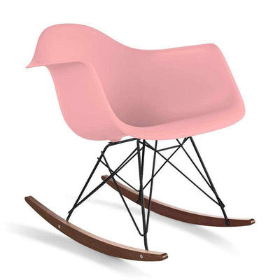 Reproduction Eiffel RAR, chaise berçante, en polypropylène, bois et métal,  rose pâle, noyer noir