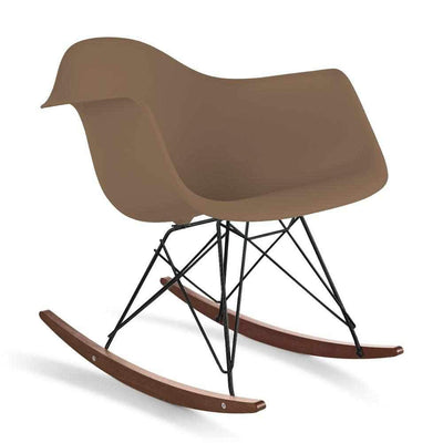Reproduction Eiffel RAR, chaise berçante, en polypropylène, bois et métal,  taupe, noyer noir