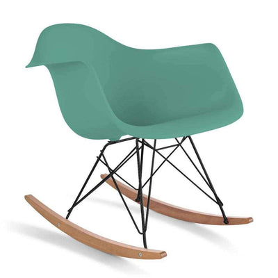 Reproduction Eiffel RAR, chaise berçante, en polypropylène, bois et métal,  vert écume, frêne noir