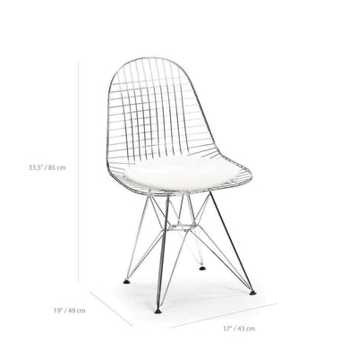 Reproduction Eiffel Wire DKR5, chaise à dîner avec coussin, en métal, dimensions