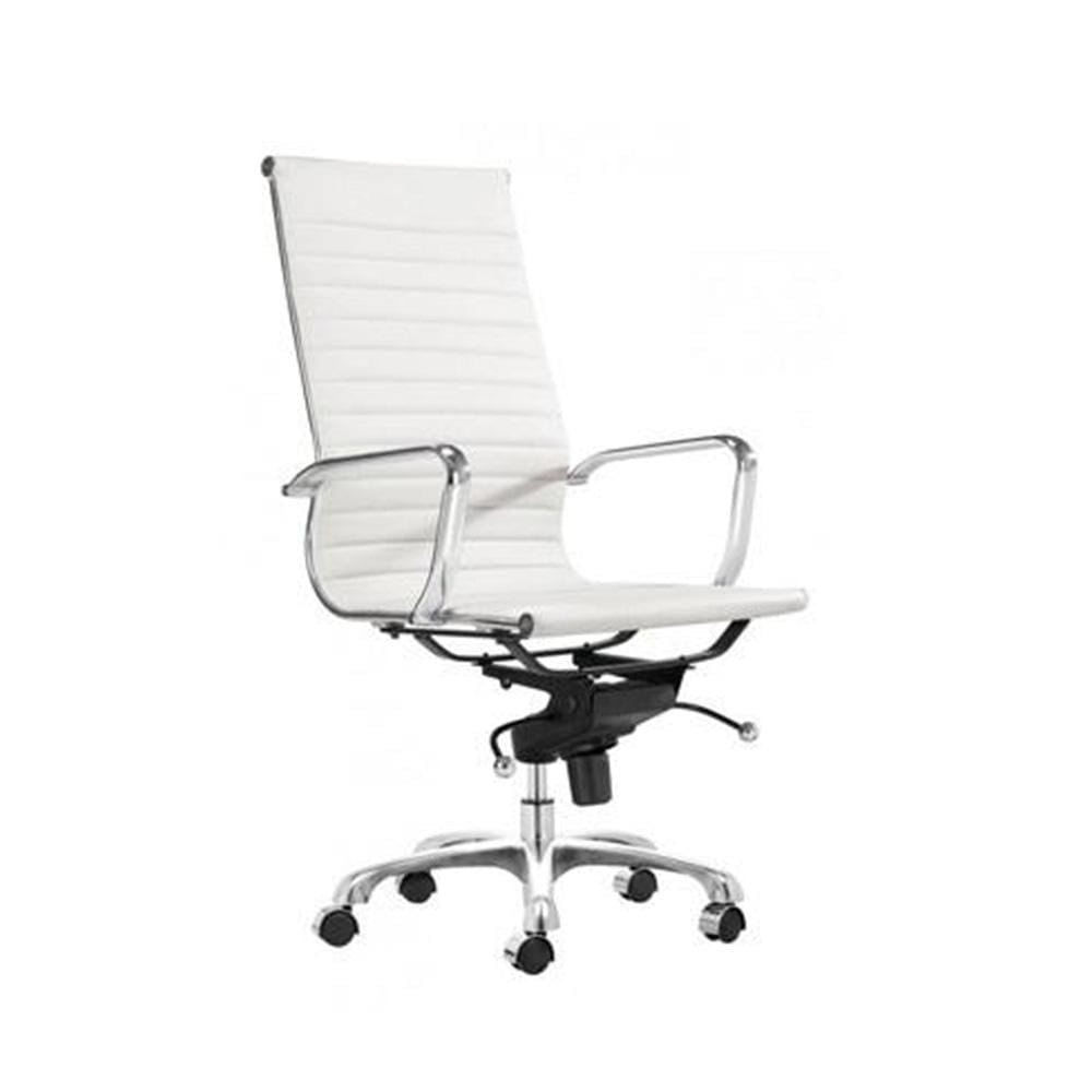 Reproduction Group Executive, chaise de bureau, en cuir artificel et aluminium, blanc