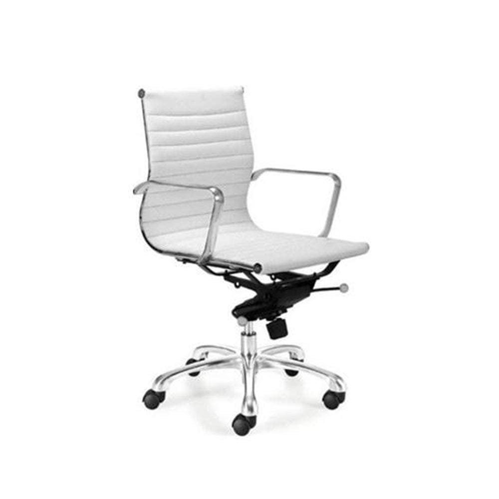 Reproduction Group Management, chaise de bureau, en cuir artificel et aluminium, blanc