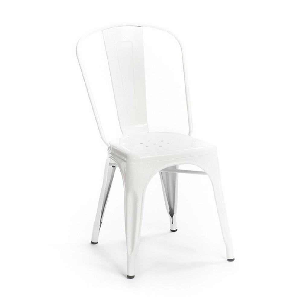 Reproduction Marais A, chaise de salle à manger de type industriel, en métal, blanc