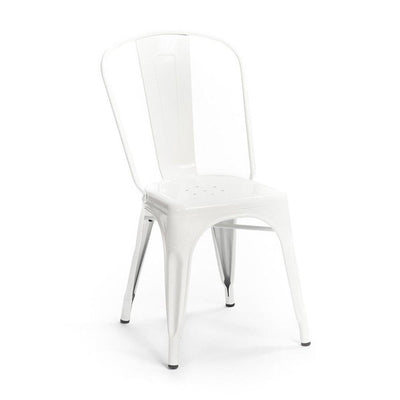 Reproduction Marais A, chaise de salle à manger de type industriel, en métal, blanc