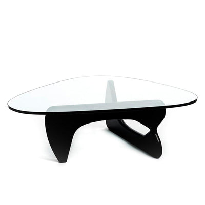 Reproduction Noguchi, table à café, en bois et verre, noir