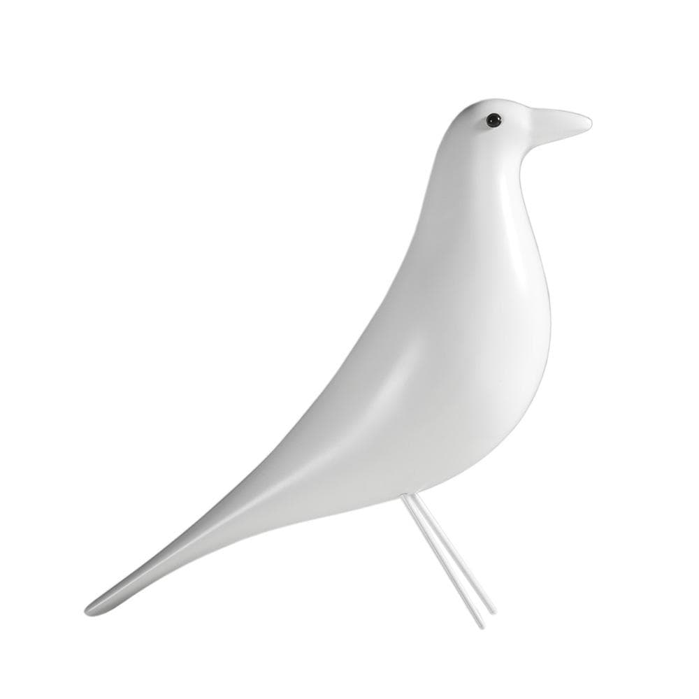4U Oiseau décoratif, objet de décoration coloré, en résine et bois, blanc