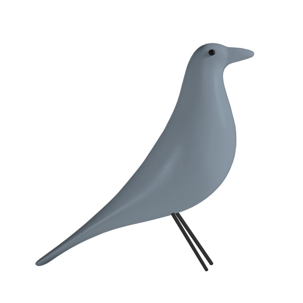 4U Oiseau décoratif, objet de décoration coloré, en résine et bois, bleu