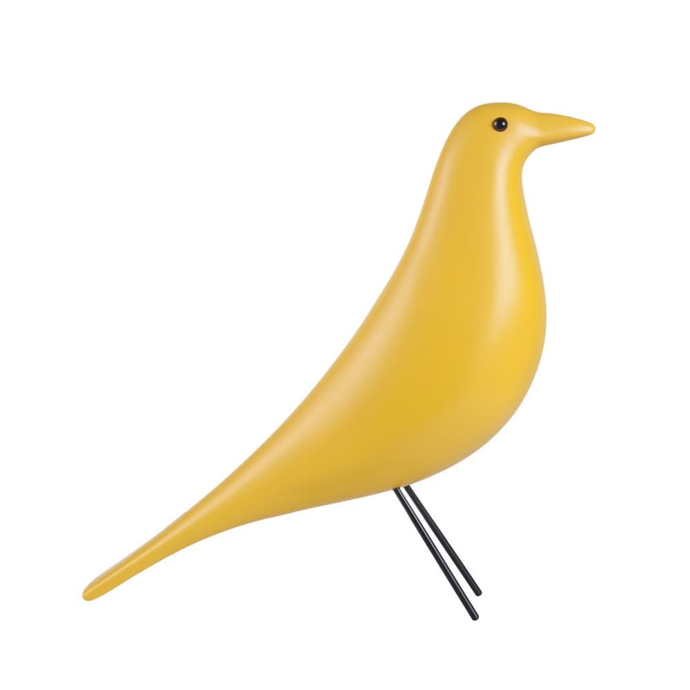 4U Oiseau décoratif, objet de décoration coloré, en résine et bois, jaune