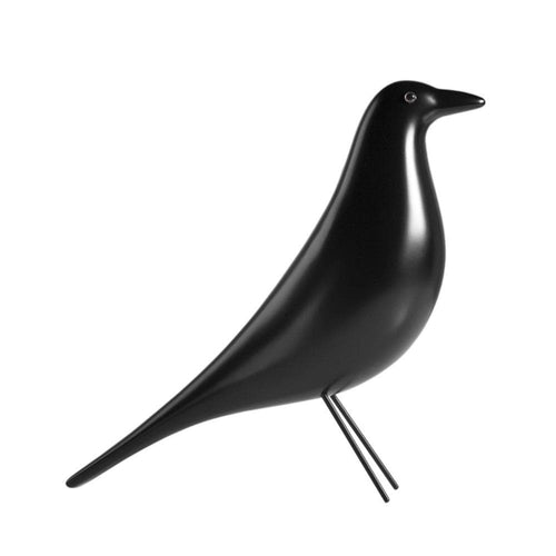 4U Oiseau décoratif, objet de décoration coloré, en résine et bois, noir