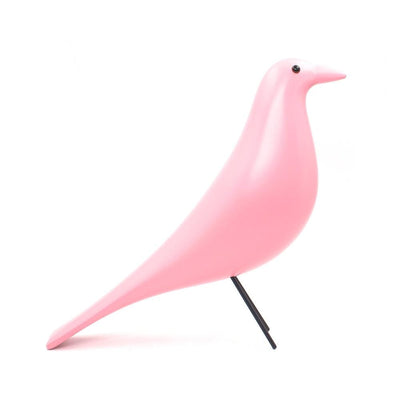4U Oiseau décoratif, objet de décoration coloré, en résine et bois, rose