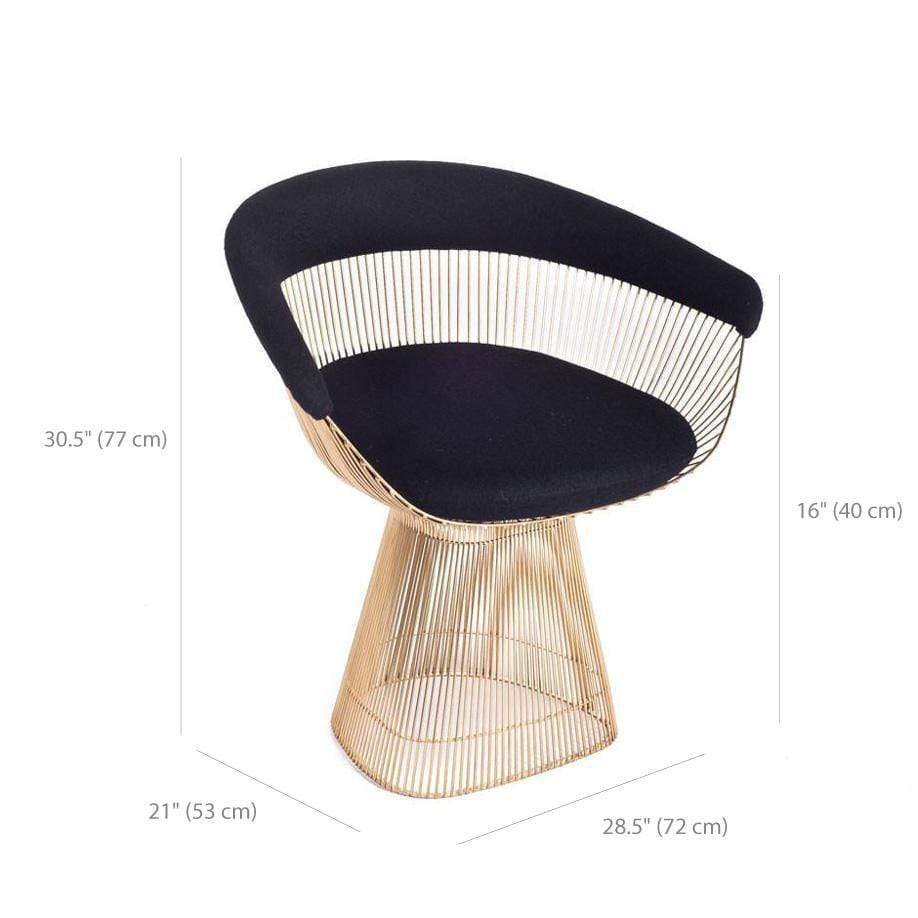 Reproduction Platner, chaise de salle à manger, en acier, polyuréthane et fibre de verre, dimensions