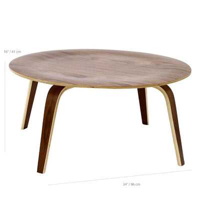 Reproduction Plywood, table à café, en placage de bois, dimensions