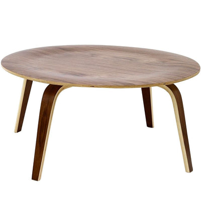 Reproduction Plywood, table à café, en placage de bois, noyer