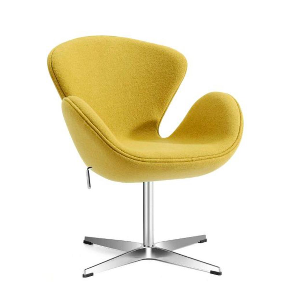 Reproduction Swan, fauteuil, en laine et aluminium, citron