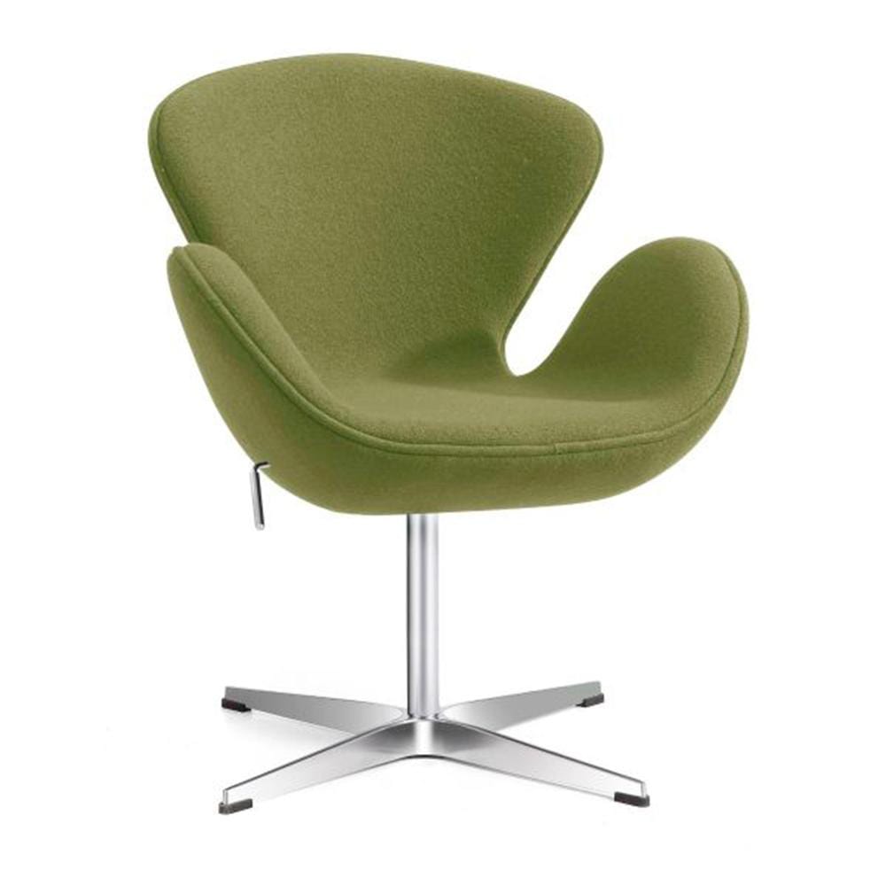 Reproduction Swan, fauteuil, en laine et aluminium, vert